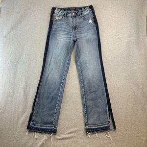 Judy Blue Jeans Womens 11 30 High Rise Straight Distressed Raw Hem Side Seam